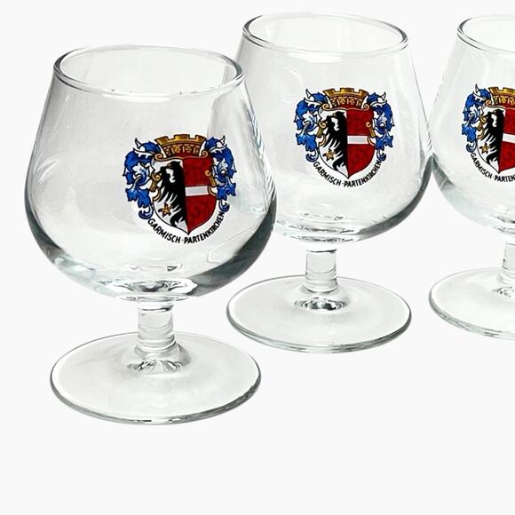 Glass Snifters Set 6 Garmisch Partenkirchen Germany Small 4 fl oz 3.5 Inch Tall - Picture 9 of 13